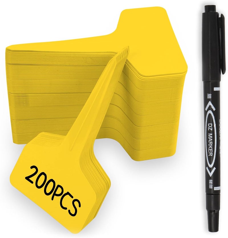 Bluckincle Plant Labels, 200pcs Yellow Tags, Waterproof Outdoor Markers, Plastic Signs for Seedlings, Greenhouse Accessories, Vegetable Garden Supplies - Image 1